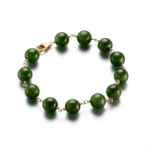 10mm Green Nephrite Jade Pigtail Bracelet