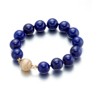 12mm Lapis Bead Bracelet