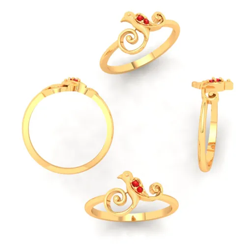 14k Bird Shaped Gold Ring Embedded With The Finest Looking Stones From Amazea Collection