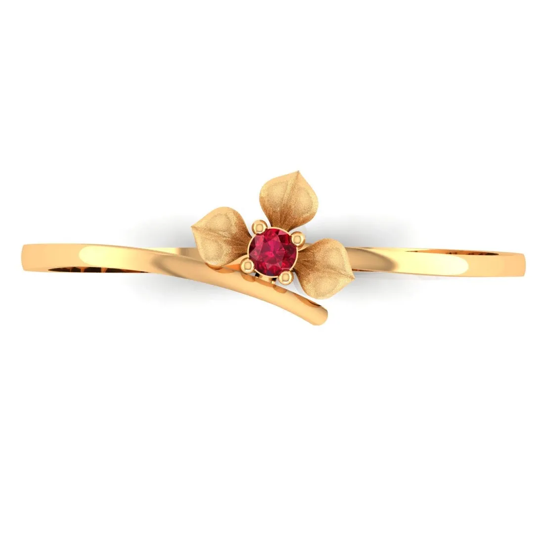14K Delicate Yellow Gold Flower Ring for Women