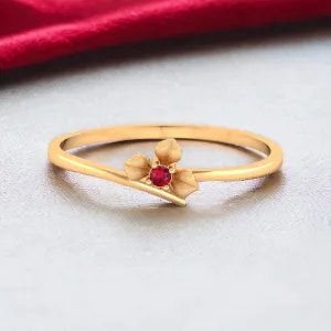 14K Delicate Yellow Gold Flower Ring for Women
