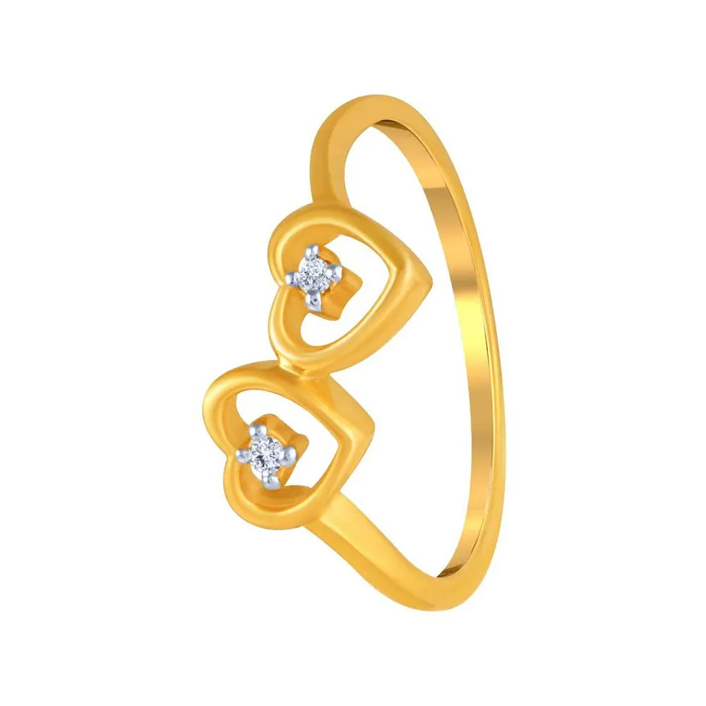 14k  Dual Heart Gold Ring