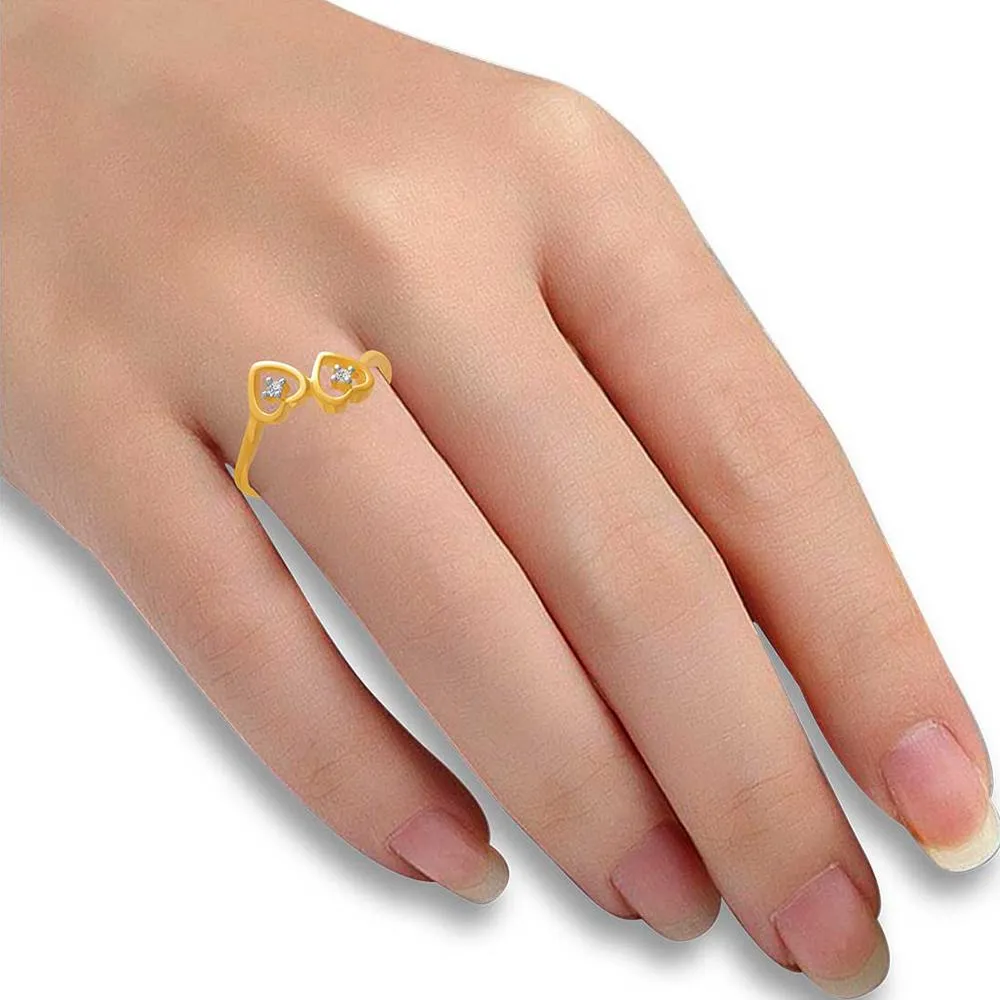 14k  Dual Heart Gold Ring