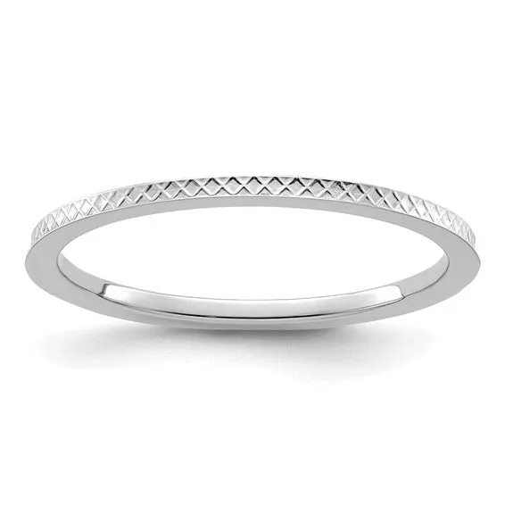 14K Gold 1.2mm Criss-Cross Pattern Stackable Band