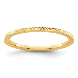 14K Gold 1.2mm Criss-Cross Pattern Stackable Band