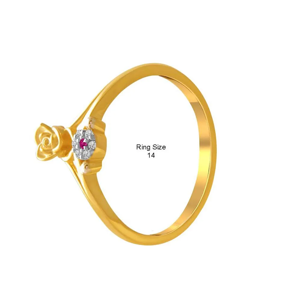14k Gold Double Flower Pink And Yellow  Ring