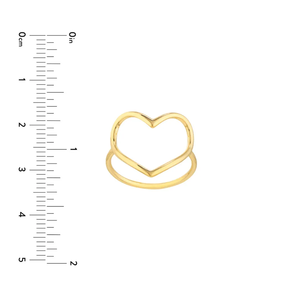 14k Gold Open Heart Ring