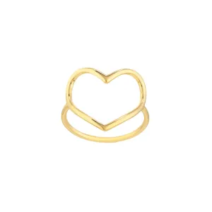 14k Gold Open Heart Ring