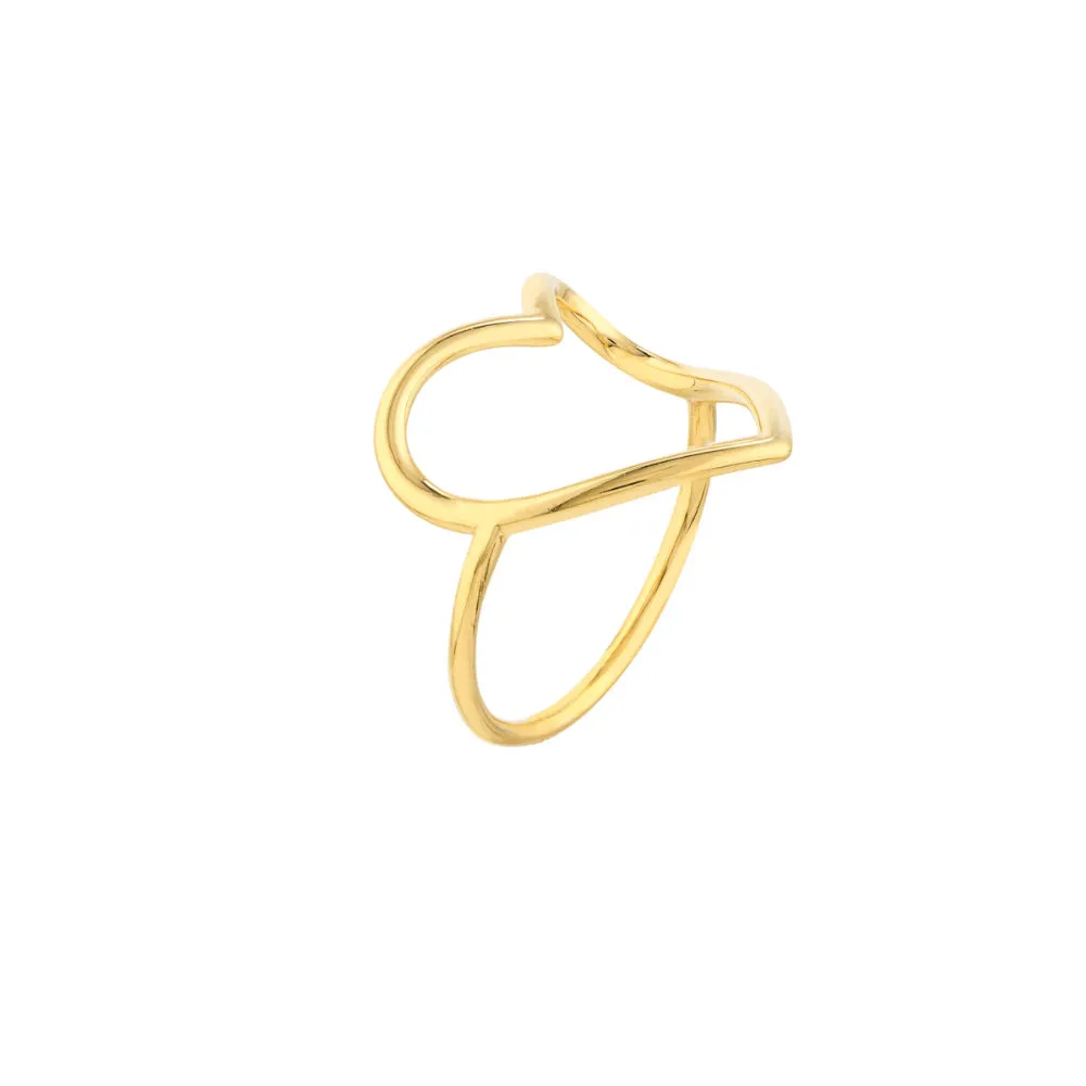 14k Gold Open Heart Ring