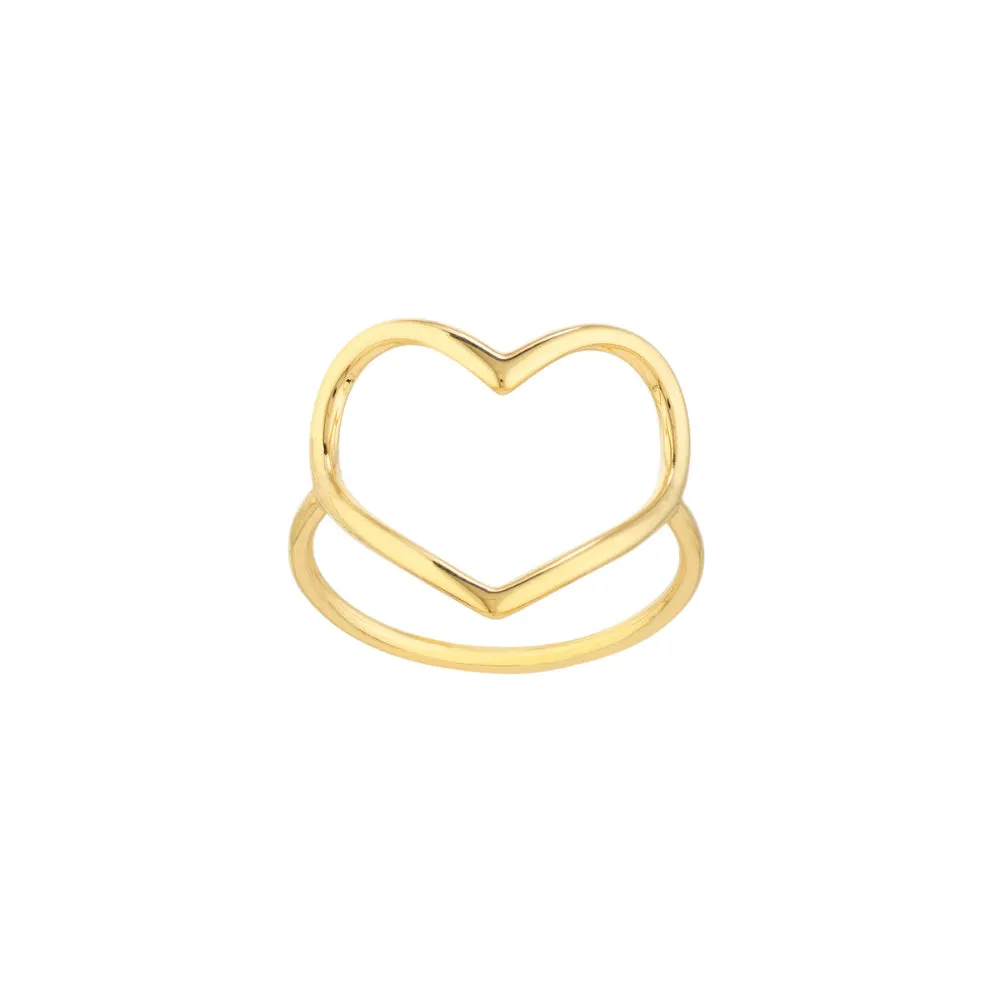 14k Gold Open Heart Ring