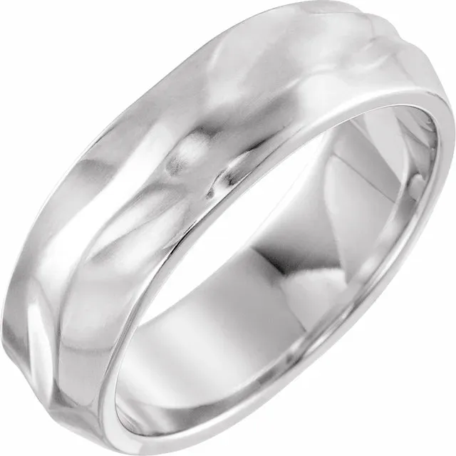 14K Gold Wavy Textured Band 6 MM Wide