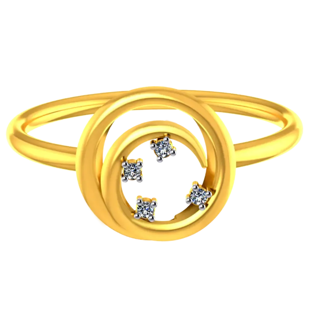 14k Ring With Twirled Design And Stone Detailing From Amazea Collection