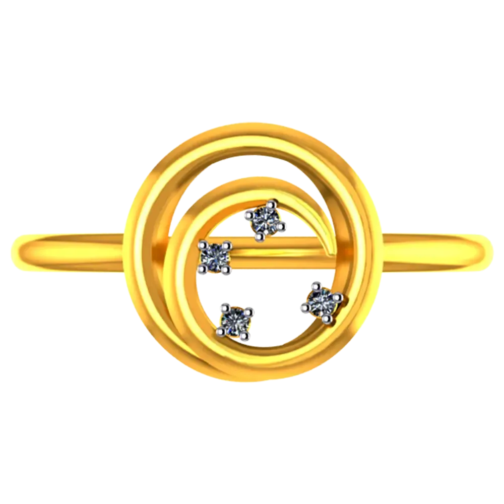 14k Ring With Twirled Design And Stone Detailing From Amazea Collection