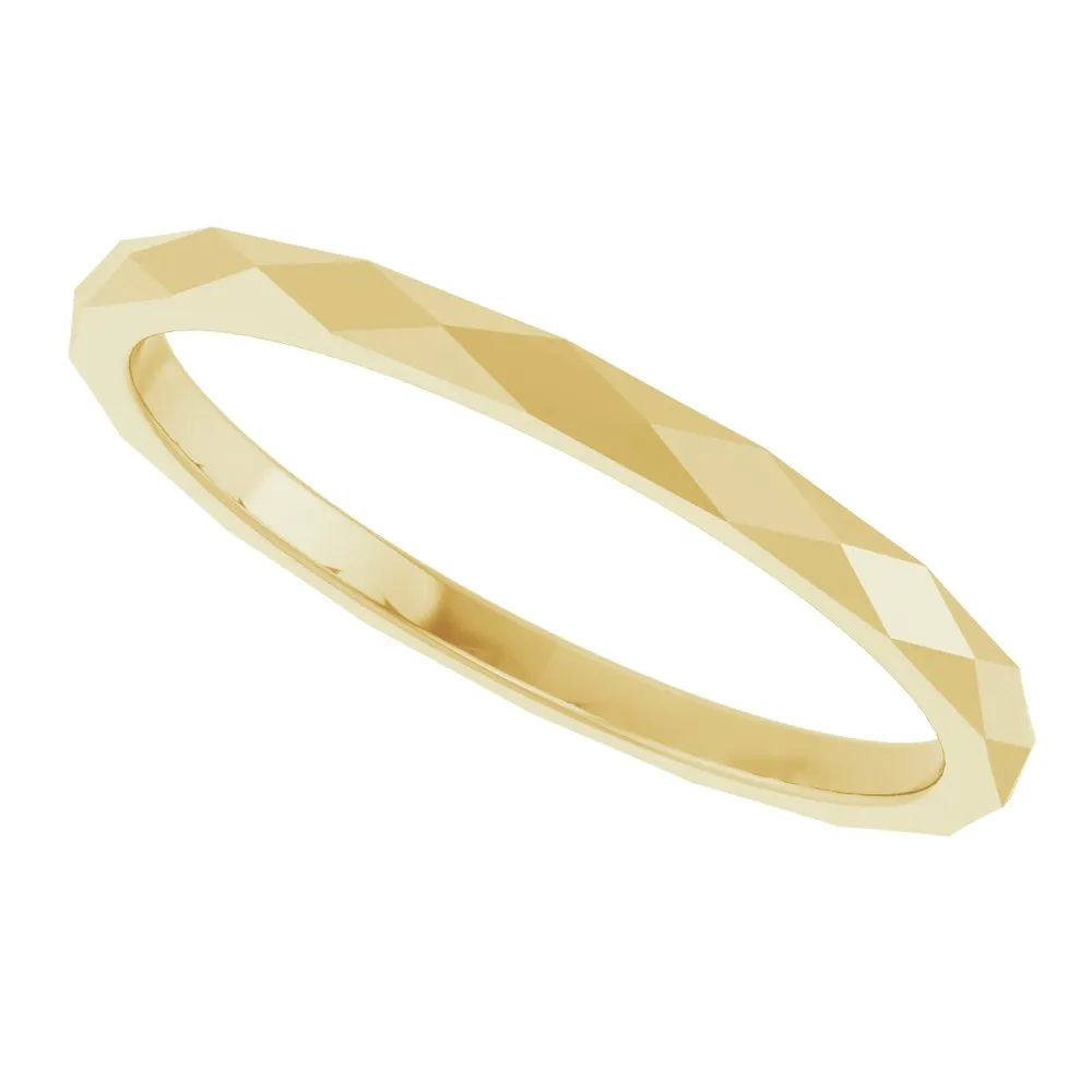 14K White 1.5 mm Diamond Pattern Band