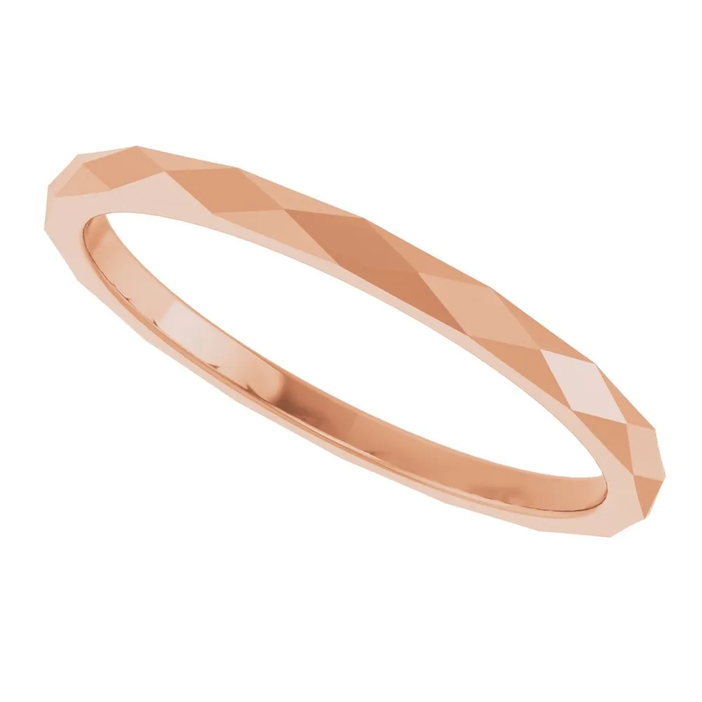 14K White 1.5 mm Diamond Pattern Band