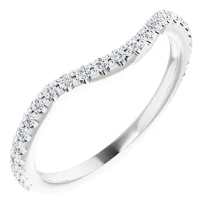 14K White Gold Bead Set Diamond Wedding Band