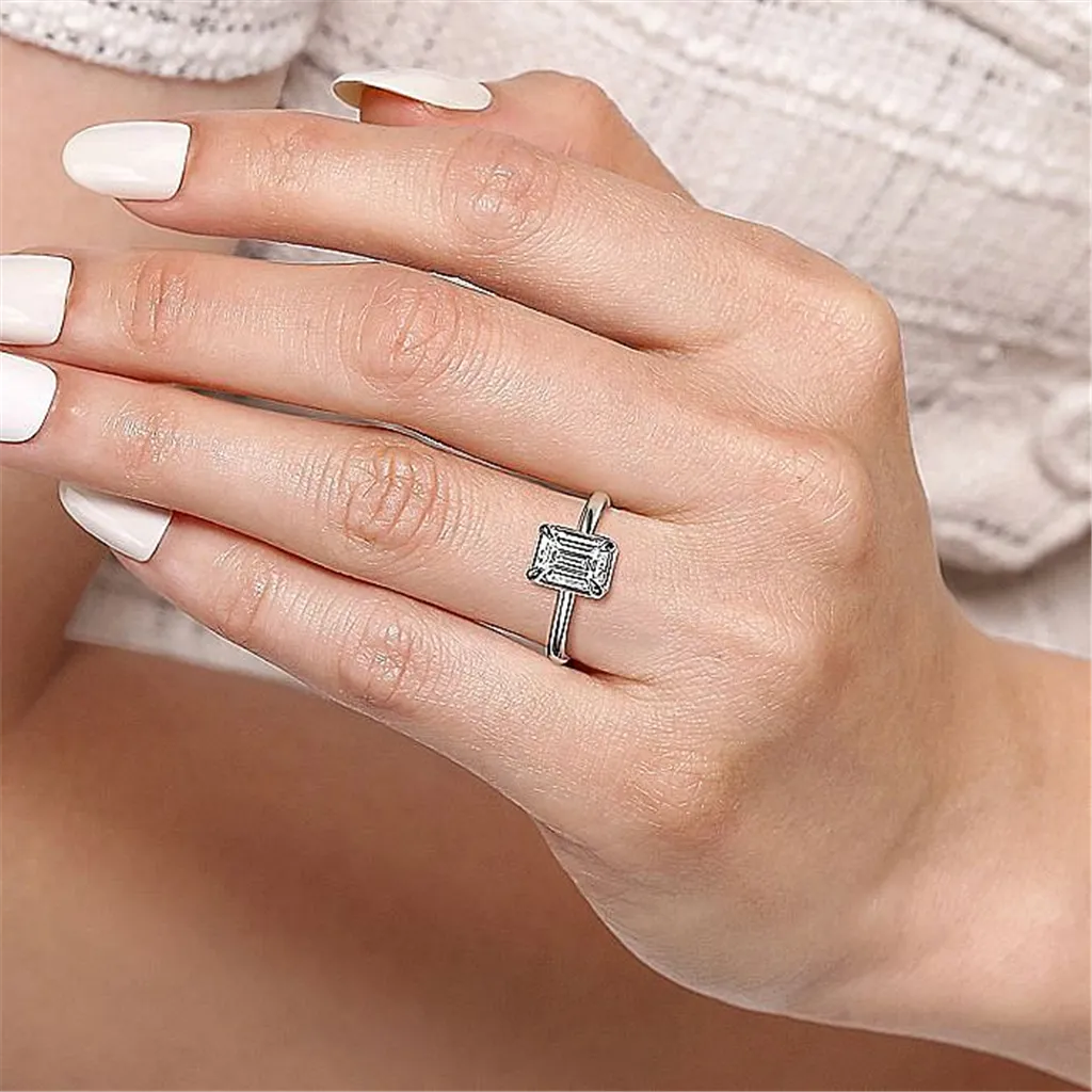 14K White Gold 'Catallina' Halo Emerald Cut Diamond Engagement Ring