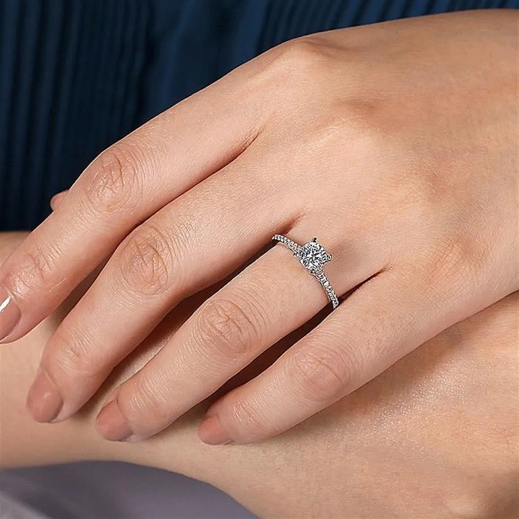 14K White Gold 'Jocelyn' Classic Round Diamond Engagement Ring