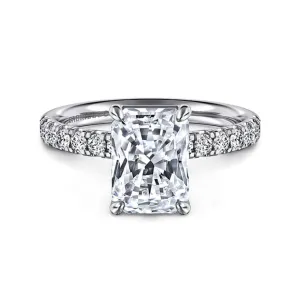 14K White Gold 'Winslow' Classic Radiant Natural Diamonds Natural Diamonds Engagement Ring