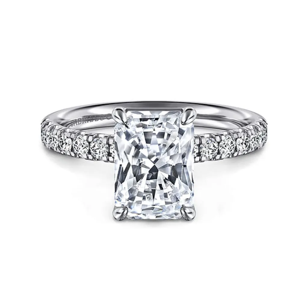 14K White Gold 'Winslow' Classic Radiant Natural Diamonds Natural Diamonds Engagement Ring
