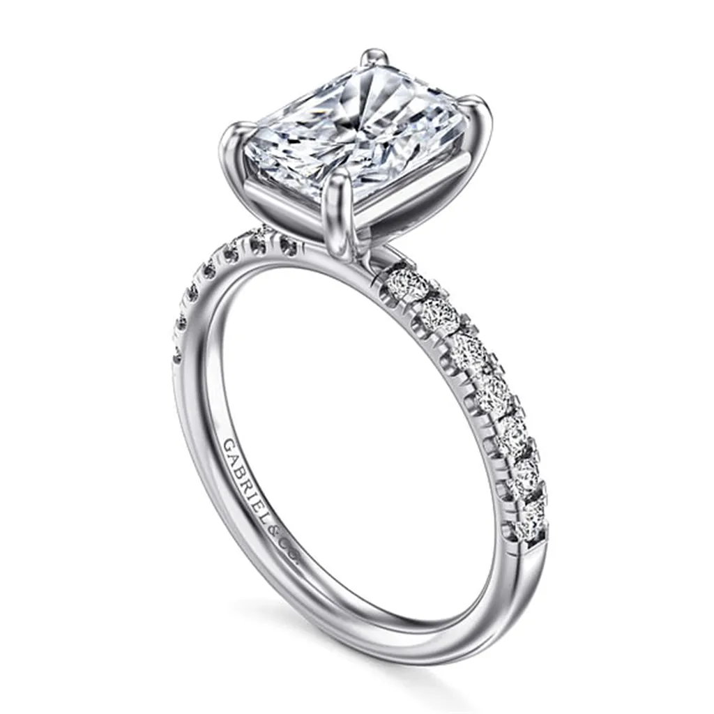 14K White Gold 'Winslow' Classic Radiant Natural Diamonds Natural Diamonds Engagement Ring