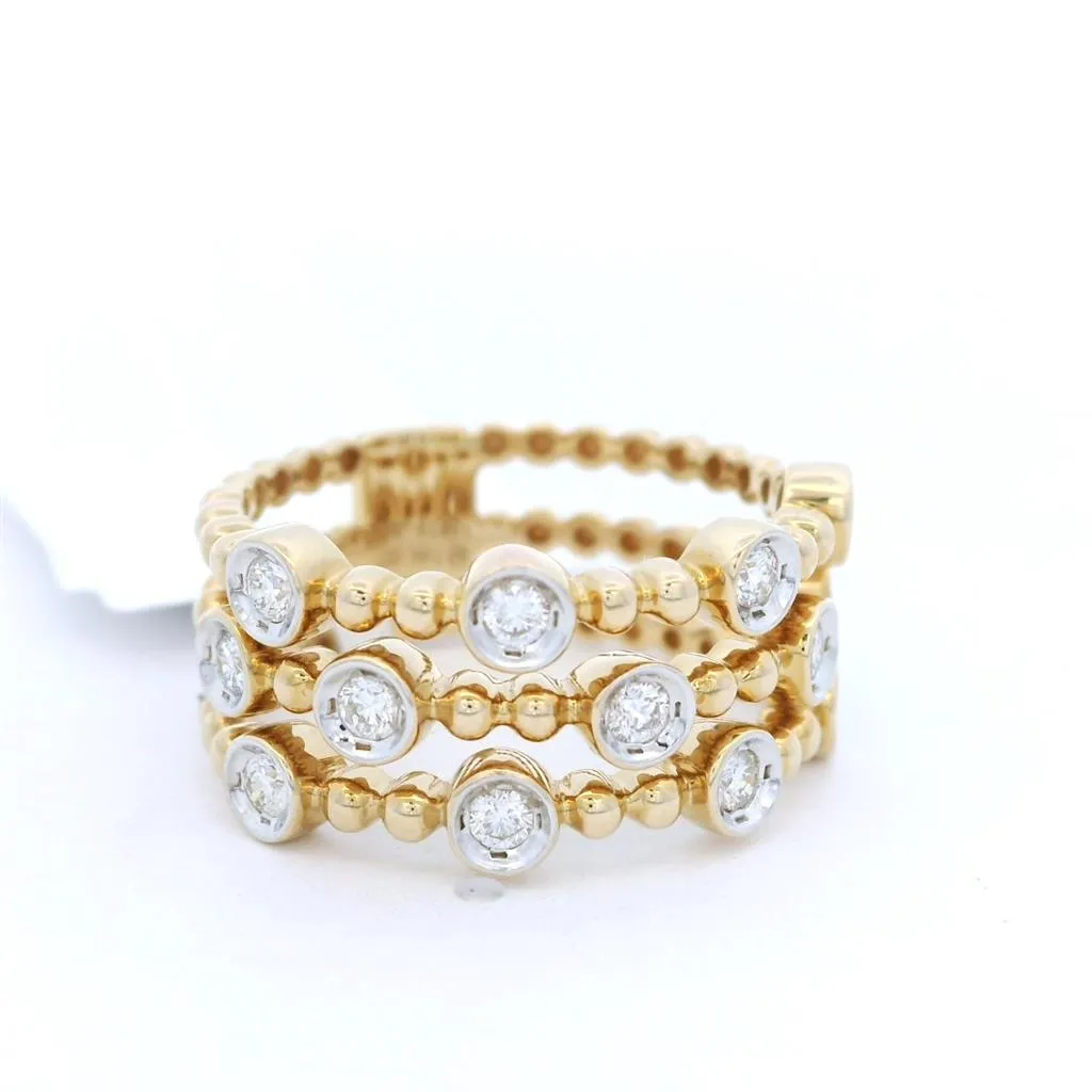 14K Yellow And White Stackable Natural Diamonds Ring