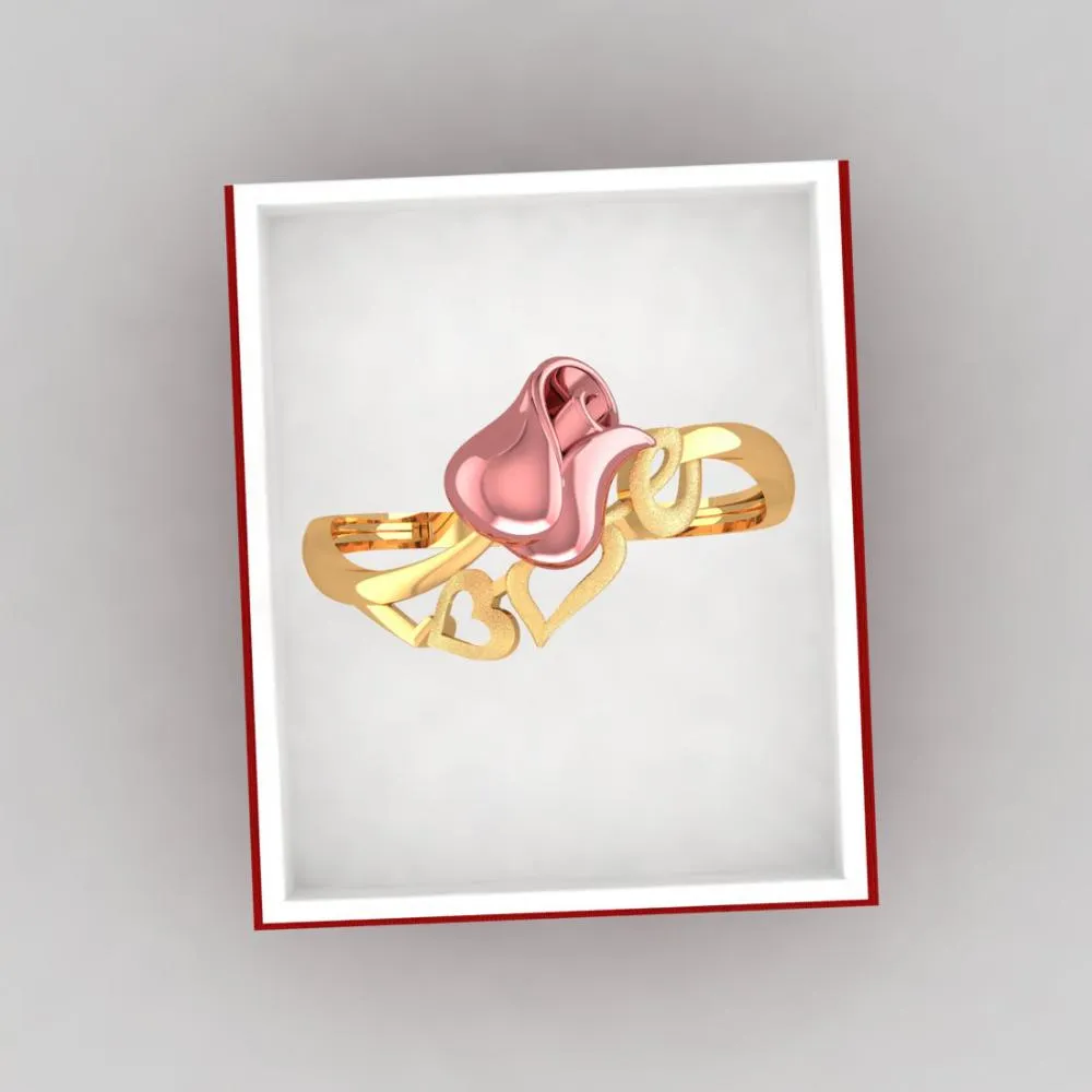 14k Yellow Attached With Love Word Designed Gold Ring