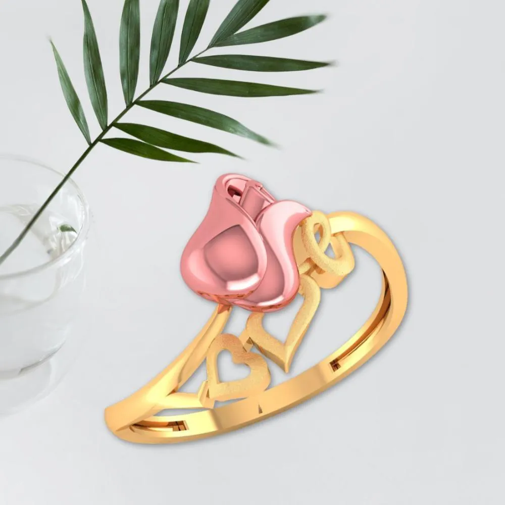 14k Yellow Attached With Love Word Designed Gold Ring