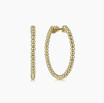 14K Yellow Gold 30mm Bujukan Classic Hoop Earrings