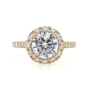 14K Yellow Gold 'Charmaine' Halo Round Diamond Engagement Ring