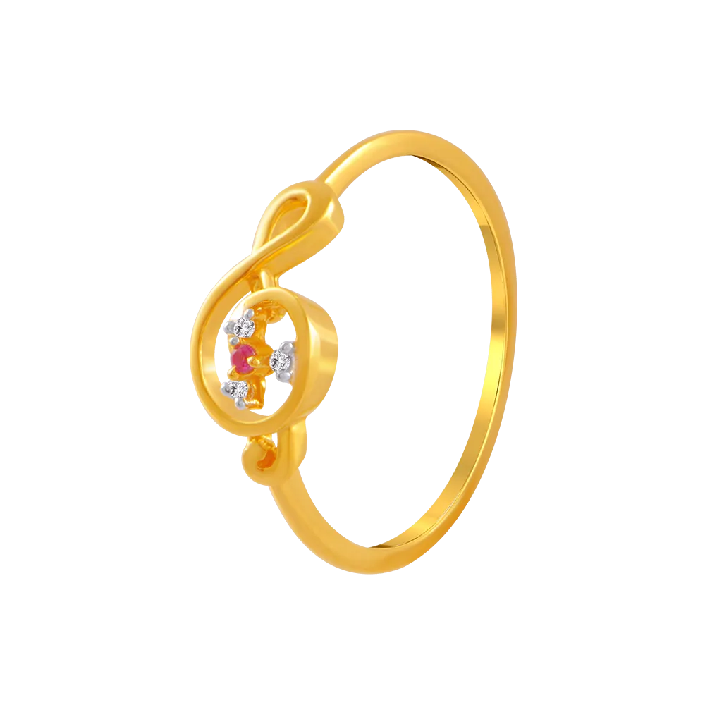 14KT (585) Yellow Gold And American Diamond Ring For Women