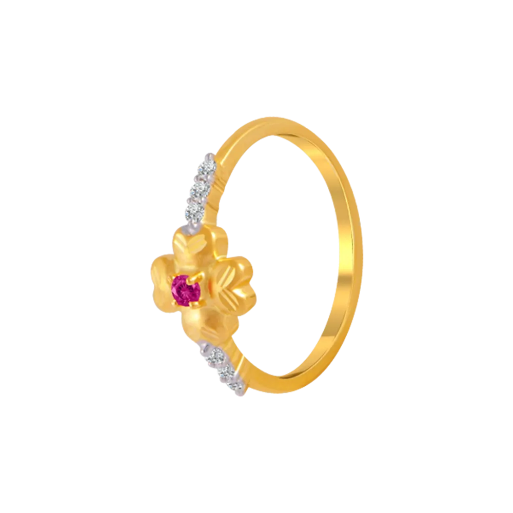 14KT (585) Yellow Gold And American Diamond Ring For Women