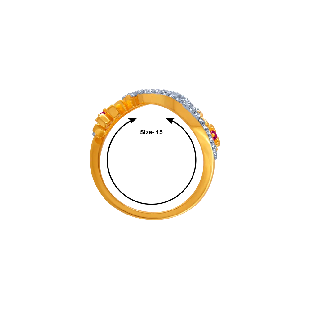14KT (585) Yellow Gold And American Diamond Ring For Women