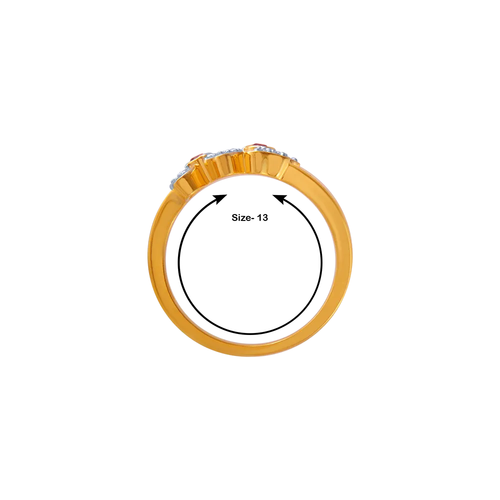 14KT (585) Yellow Gold And American Diamond Ring For Women
