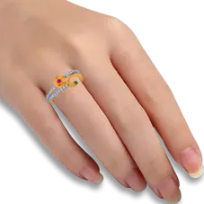 14KT (585) Yellow Gold And American Diamond Ring For Women