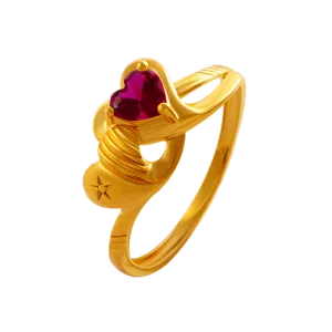14KT (585) Yellow Gold And American Diamond Ring For Women