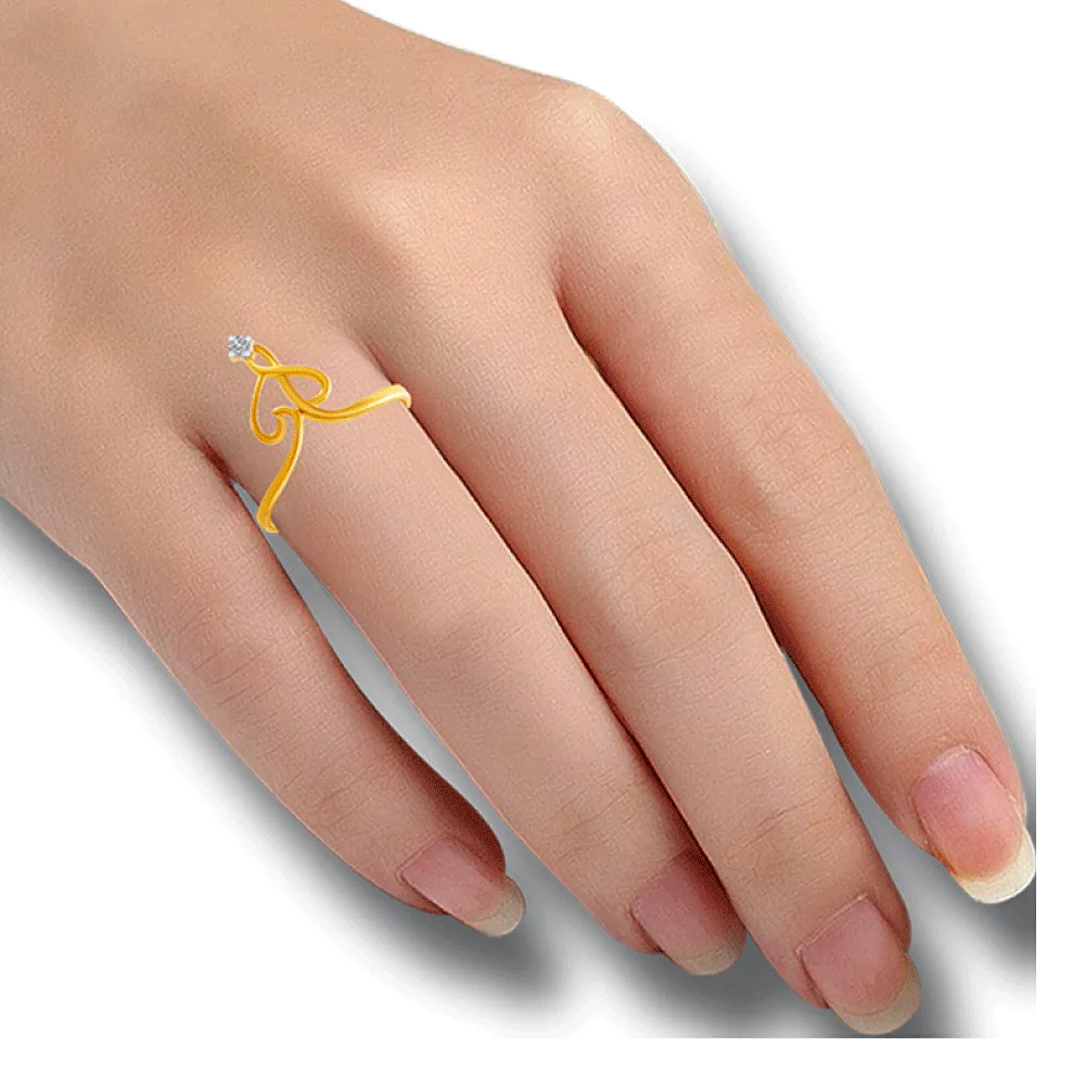 14KT (585) Yellow Gold And American Diamond Ring For Women