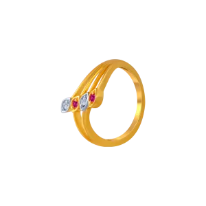 14KT (585) Yellow Gold And American Diamond Ring For Women