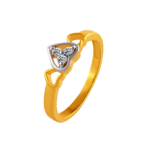 14KT (585) Yellow Gold And American Diamond Ring For Women