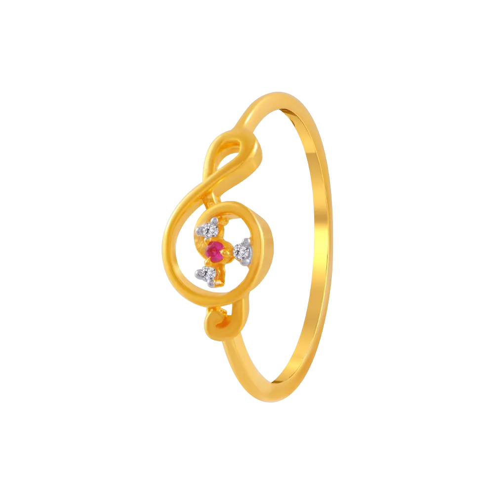 14KT (585) Yellow Gold And American Diamond Ring For Women
