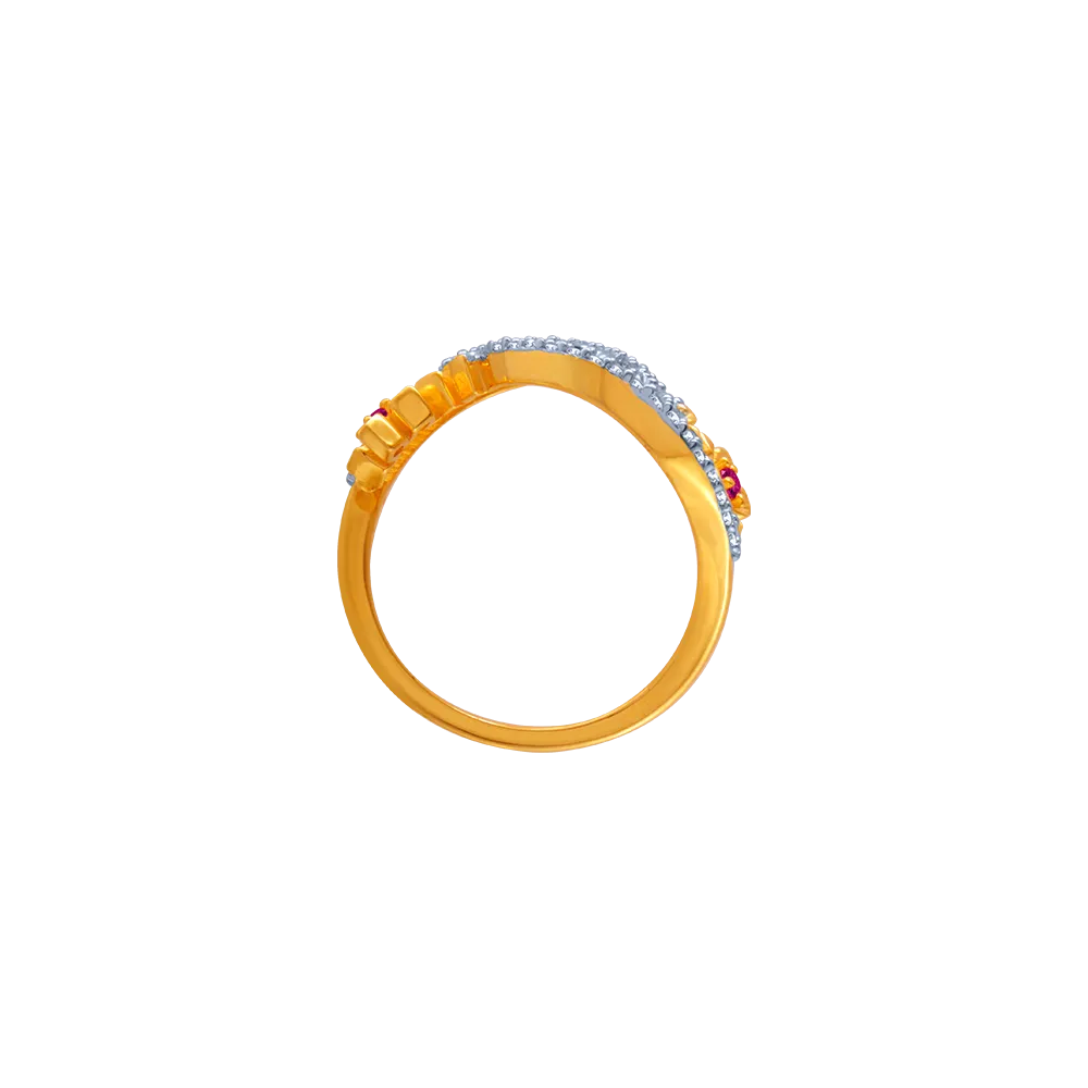 14KT (585) Yellow Gold And American Diamond Ring For Women