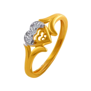 14KT (585) Yellow Gold And American Diamond Ring For Women