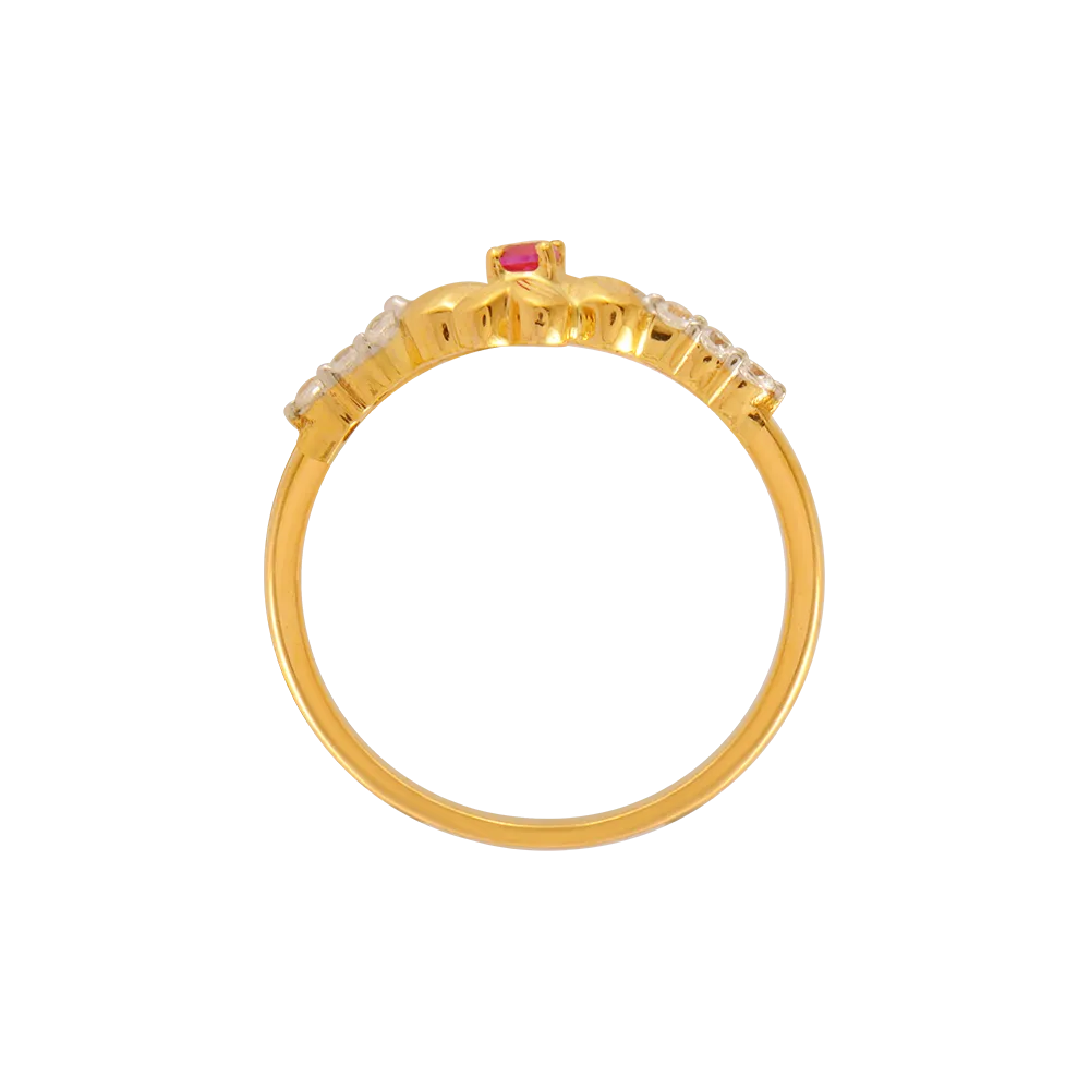 14KT (585) Yellow Gold And American Diamond Ring For Women