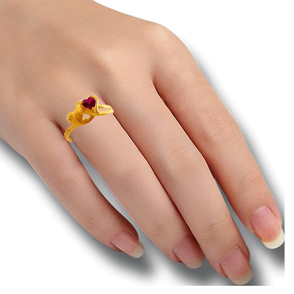 14KT (585) Yellow Gold And American Diamond Ring For Women