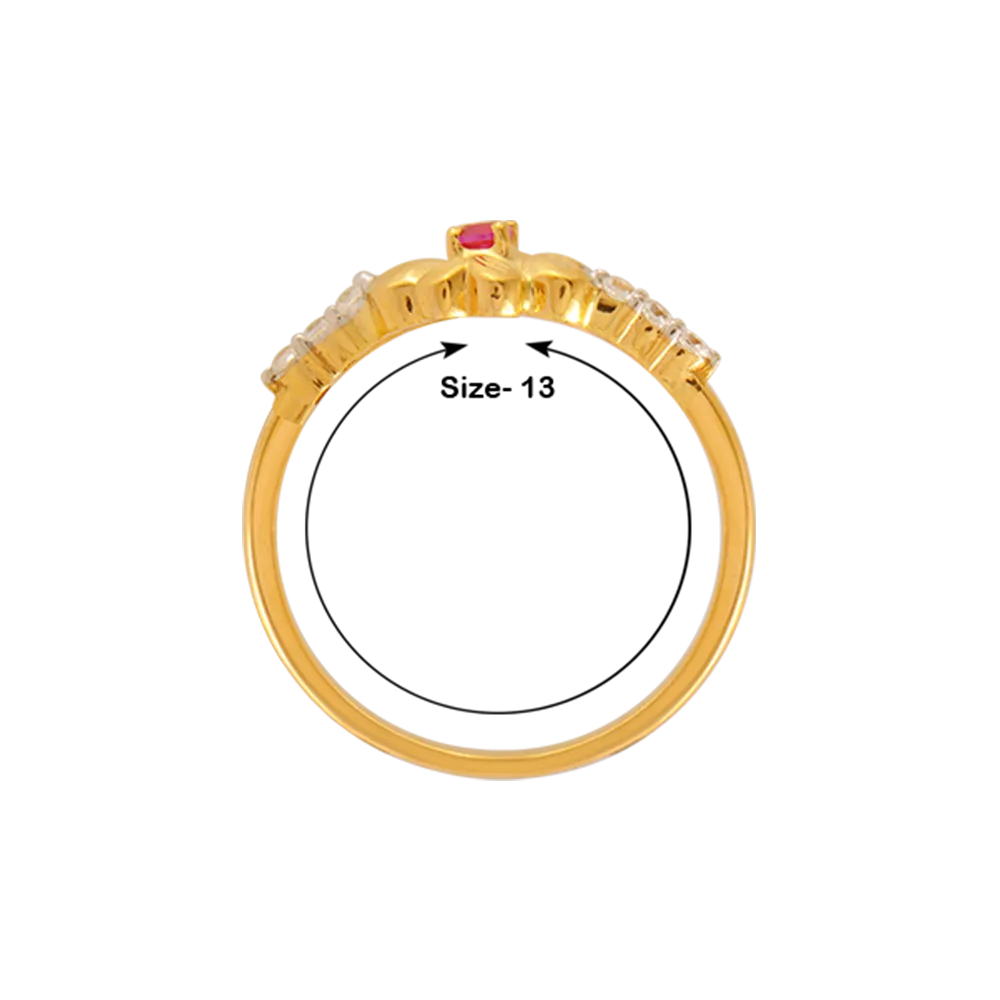 14KT (585) Yellow Gold And American Diamond Ring For Women