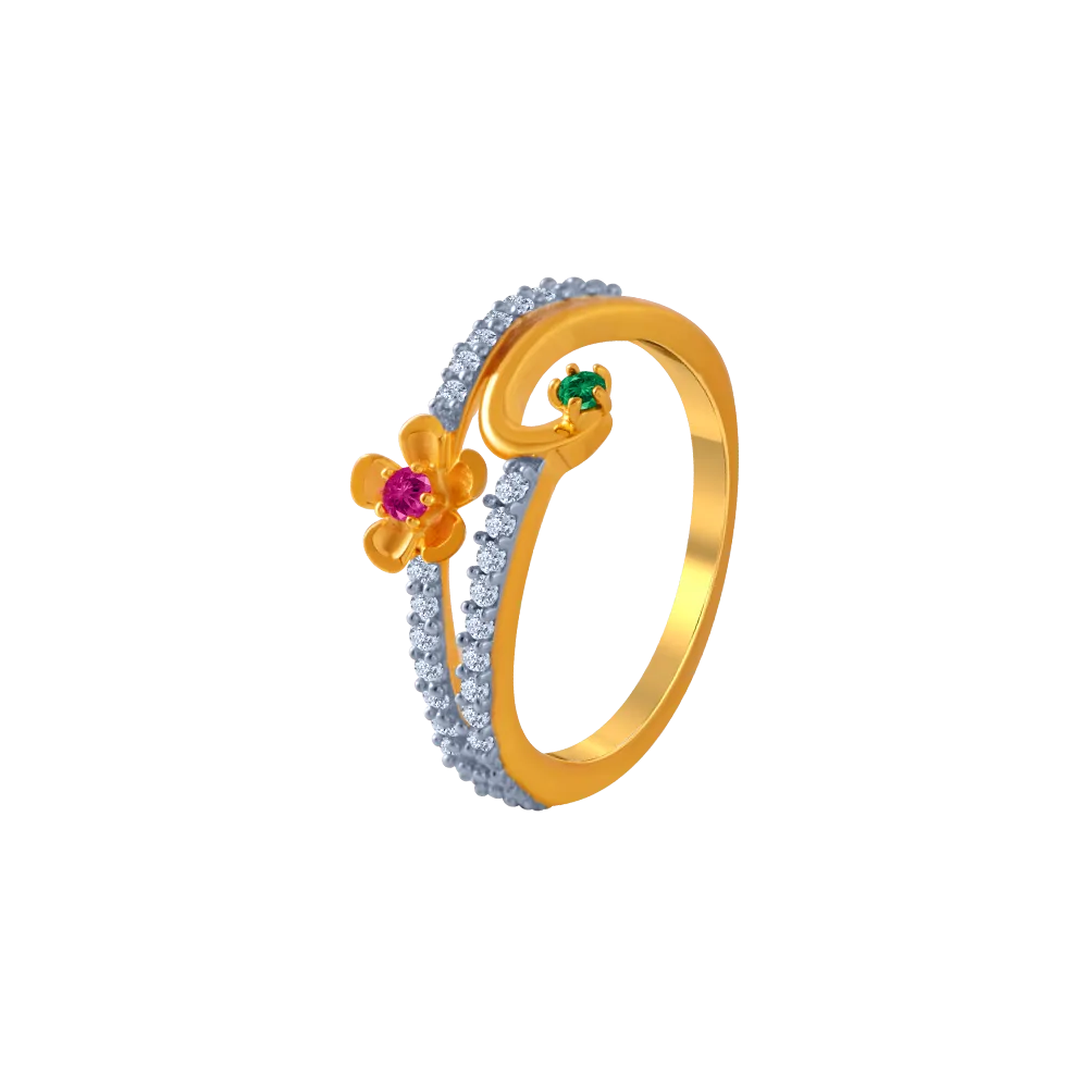 14KT (585) Yellow Gold And American Diamond Ring For Women