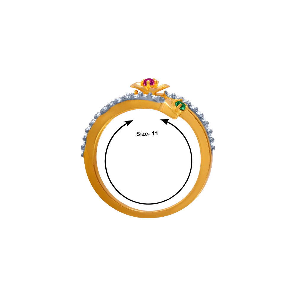 14KT (585) Yellow Gold And American Diamond Ring For Women
