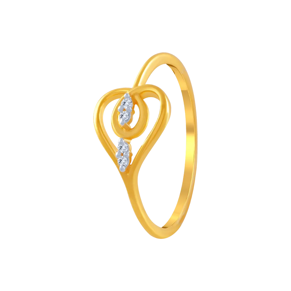 14KT (585) Yellow Gold And American Diamond Ring For Women