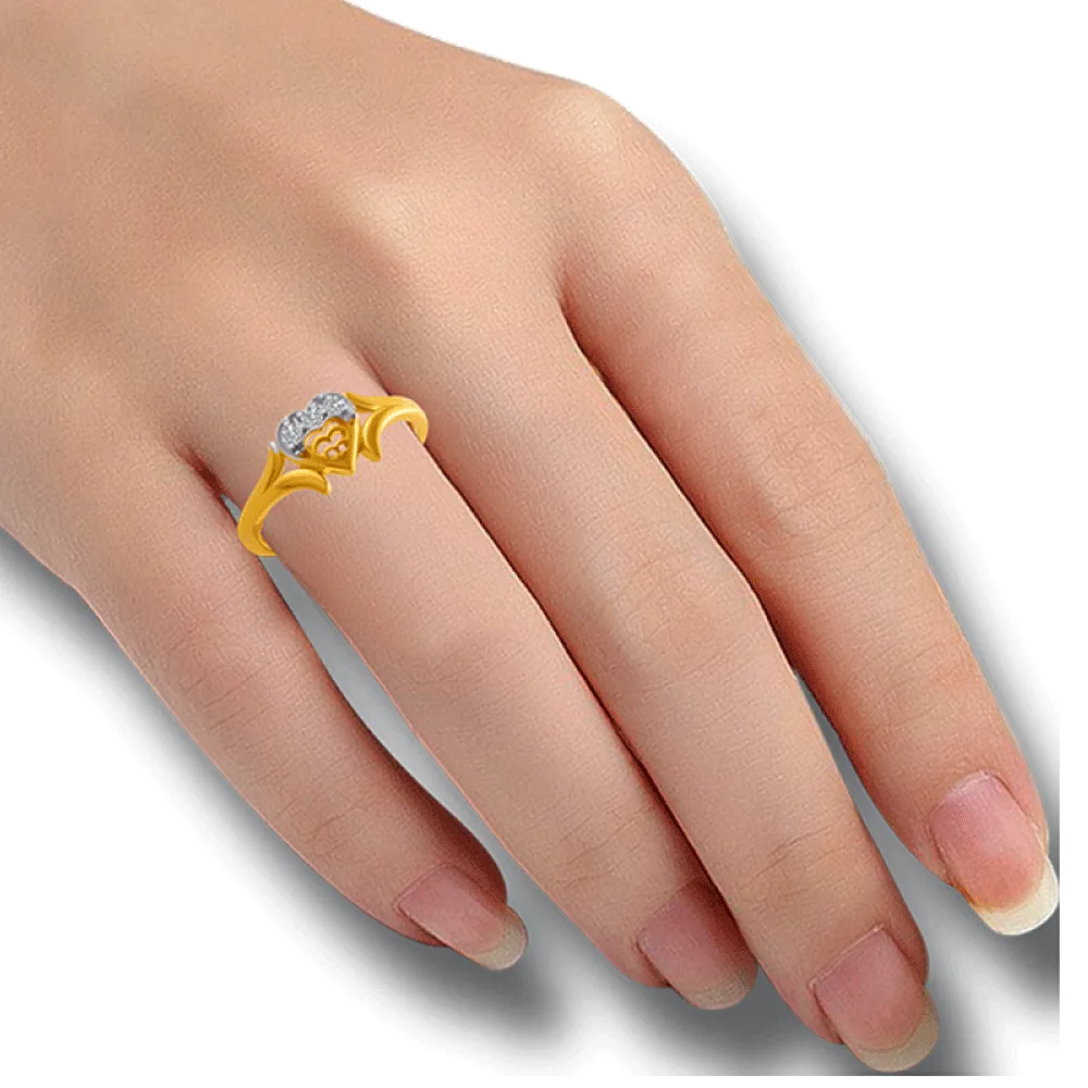 14KT (585) Yellow Gold And American Diamond Ring For Women