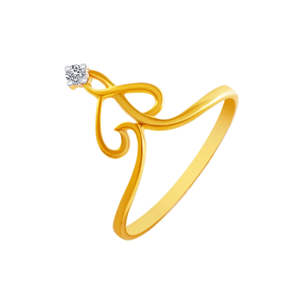 14KT (585) Yellow Gold And American Diamond Ring For Women
